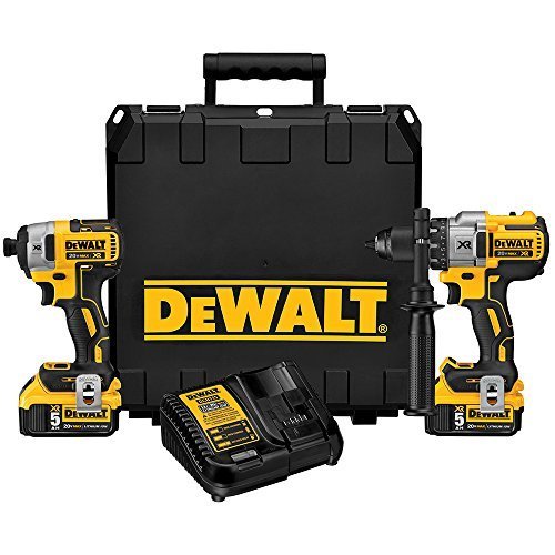 DEWALT DCK299P2 20V MAX XR Lithium Ion Brushless Premium Hammerdrill & Impact Driver Combo Kit, 5 DEWALT DCK299P2 20V MAX XR Lithium Ion Brushless Premium Hammerdrill & Impact Driver Combo Kit, 5.0 Ah